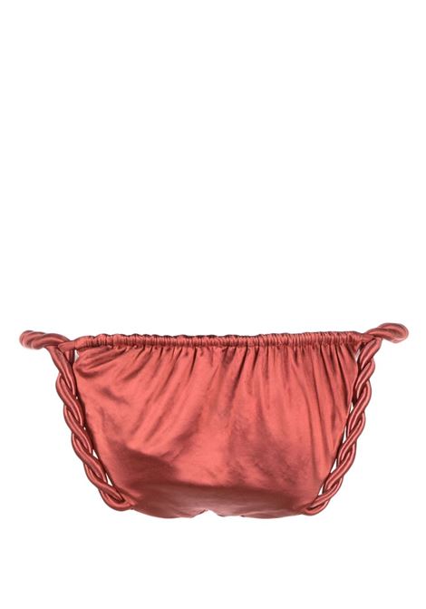 Cherry red metallic twist-detail bikini bottom - women  ISA BOULDER | RS23SB10CHRRY