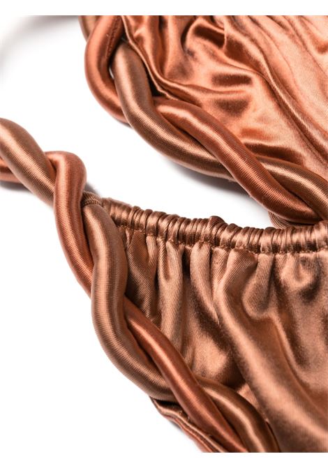 Rust metallic twist-detail bikini bottom - women  ISA BOULDER | RS23SB10SLRST