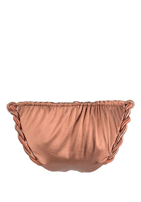 Rust metallic twist-detail bikini bottom - women  ISA BOULDER | RS23SB10SLRST