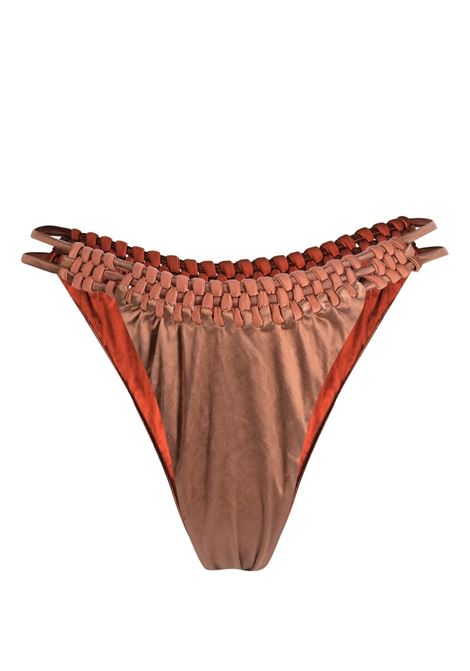 Rust metallic twist-detail bikini bottom - women  ISA BOULDER | RS23SB7SLRST