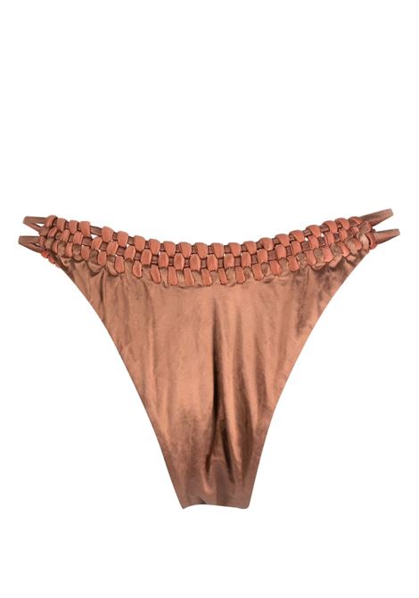 Rust metallic twist-detail bikini bottom - women  ISA BOULDER | RS23SB7SLRST