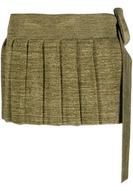 Olive green knitted pleated mini skirt - women ISA BOULDER | RS23SK10GRSSHPR