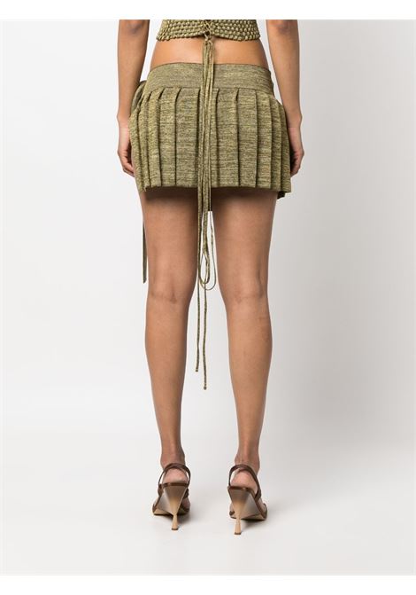 Olive green knitted pleated mini skirt - women ISA BOULDER | RS23SK10GRSSHPR