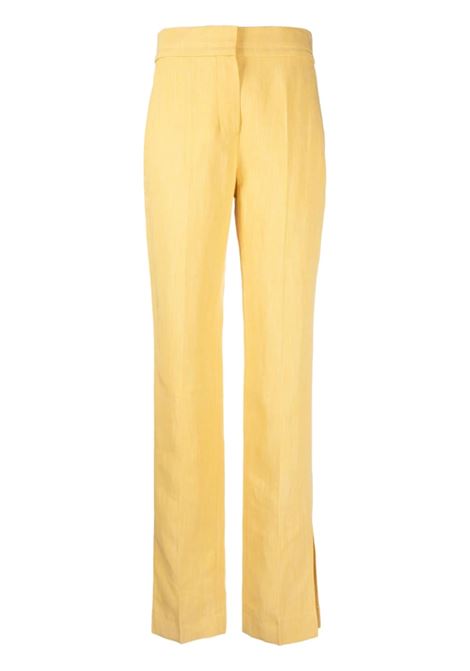 Yellow le pantalon tibau high-waisted trousers - women  JACQUEMUS | 231PA0381069250