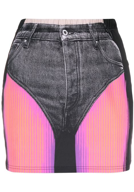 Multicolored graphic-print mini skirt - women Y/PROJECT X JEAN PAUL GAULTIER | YPJPGWSKIRT2S24BLKPNK