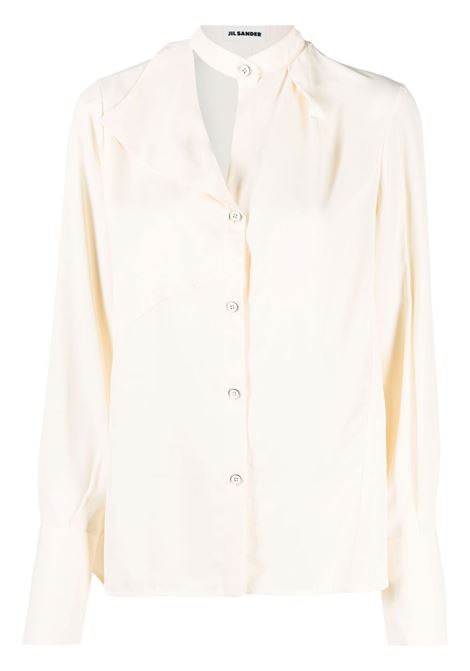 Camicia a maniche lunghe con collo asimmetrico in beige - donna JIL SANDER | J01DL0105J65004689