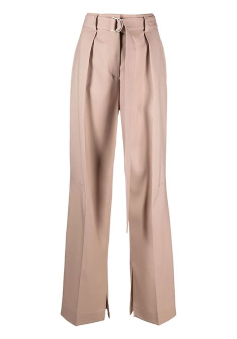Beige belted pleated wide-leg trousers - women JIL SANDER | J03KA0110J41136219