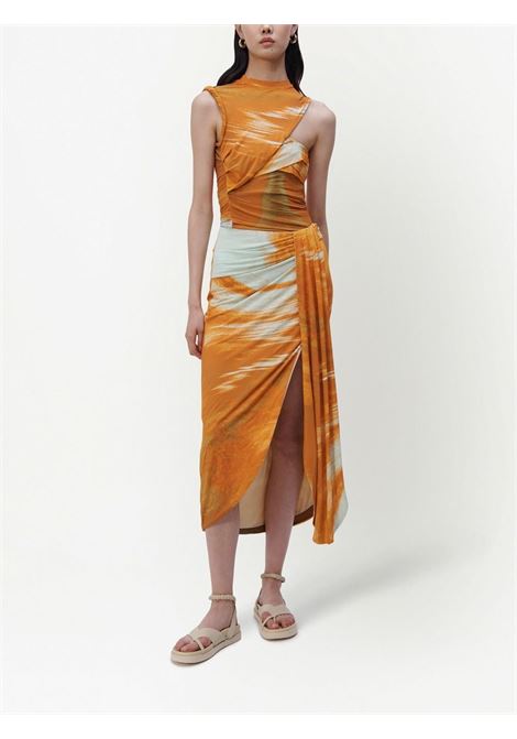 Orange Gwena marble high-waisted skirt - women JONATHAN SIMKHAI | 2233047JMSLMRBLPRNT