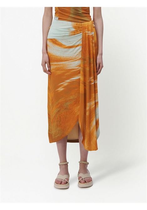 Orange Gwena marble high-waisted skirt - women SIMKHAI | 2233047JMSLMRBLPRNT