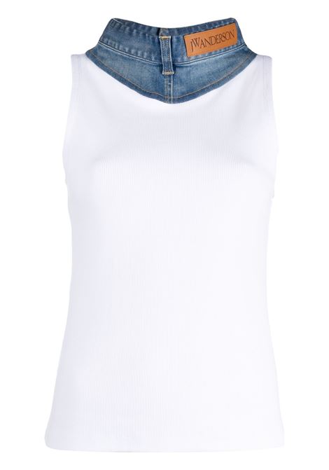 White and blue denim collar-detail tank top - women JW ANDERSON | JO0141PG1277001