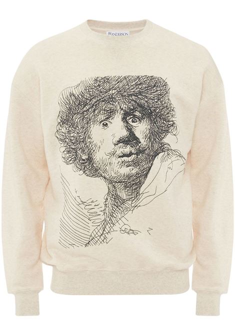 Beige and grey Rembrandt embroidered sweatshirt - men JW ANDERSON | JW0078PG0909102
