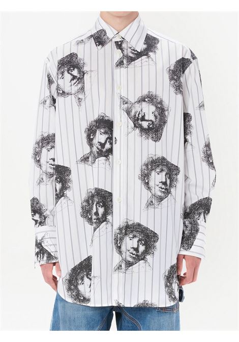 White and black Rembrandt-print long-sleeve shirt - men JW ANDERSON | SH0227PG1154903