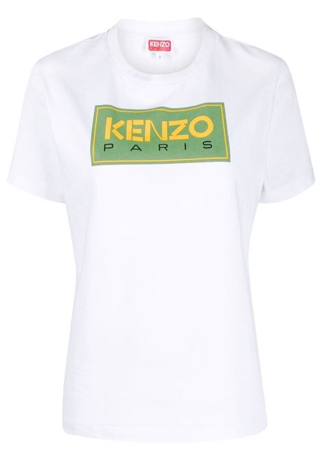 White logo-print T-shirt - women  KENZO | FC62TS0104SY01