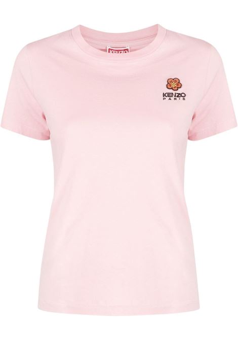 Pink logo-embroidered T-shirt - women KENZO | FC62TS0124SO30