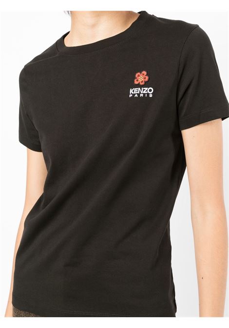 Black logo-embroidered T-shirt - women KENZO | FC62TS0124SO99J