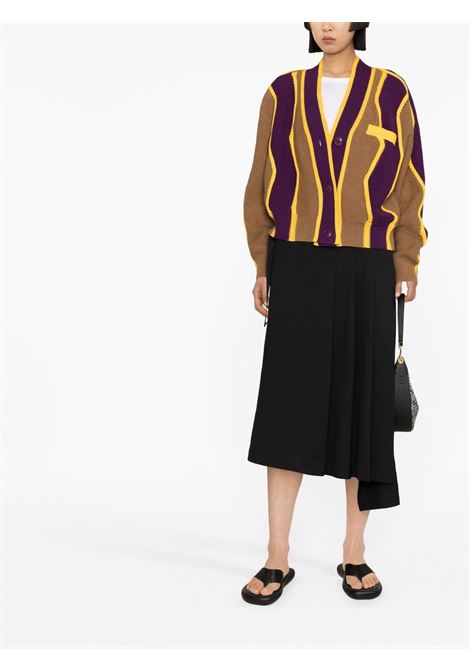 Purple, brown and yellow wavy stripes boxy cardigan - women KENZO | FD52CA3703CK83