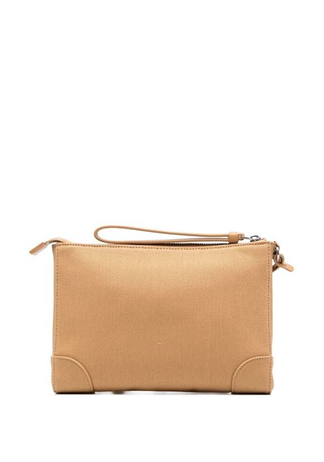 Brown logo-patch clutch bag - women KENZO | FD52PM922F0112