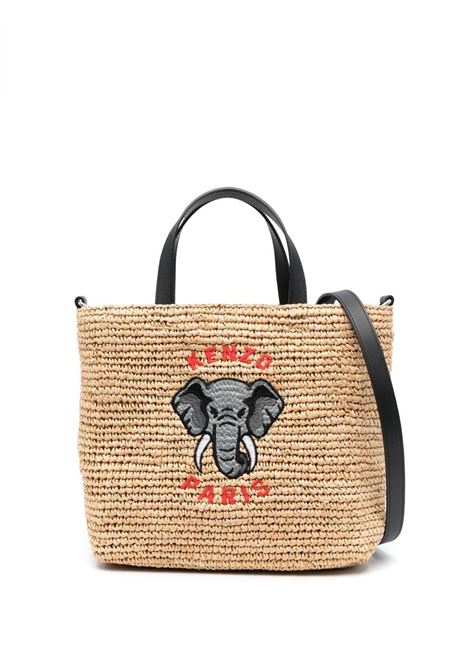 Beige embroidered logo woven bag - women KENZO | FD52SA560F0299A