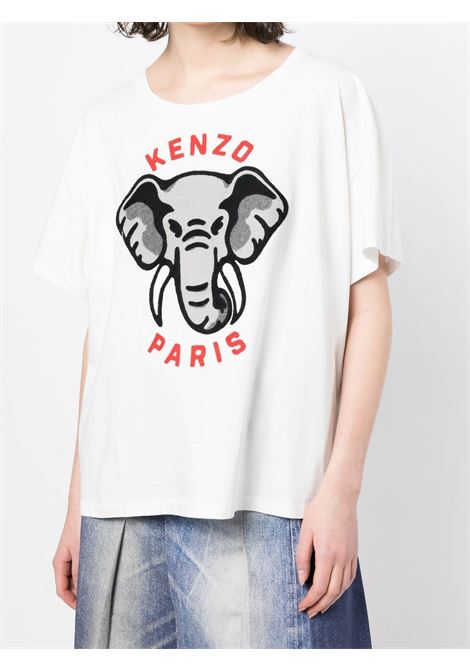 White logo-print short-sleeve T-shirt - women KENZO | FD52TS0024SO02
