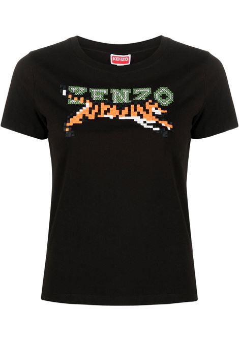 Black embroidered-design T-shirt - women KENZO | FD52TS0124SG99J