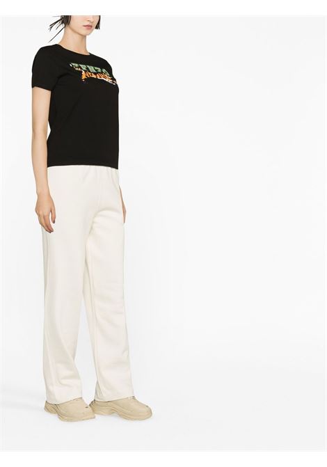 Black embroidered-design T-shirt - women KENZO | FD52TS0124SG99J