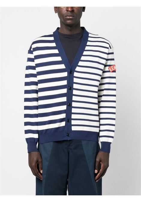 Blue panelled-design stripe-pattern cardigan - men KENZO | FD55CA3703CN77