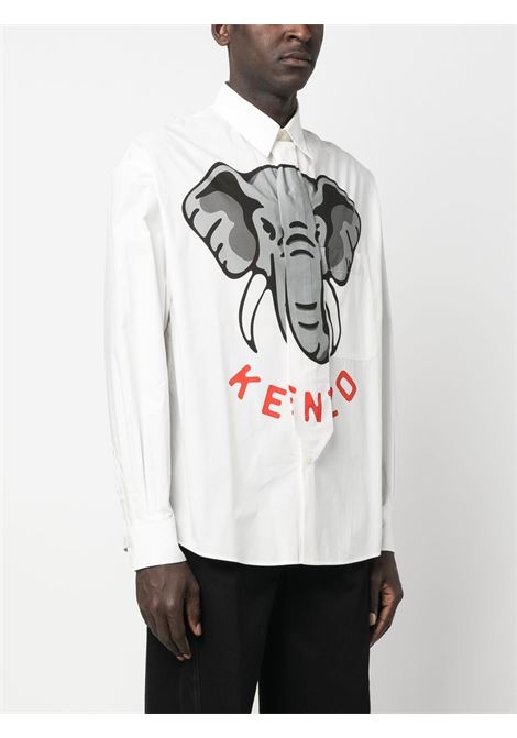 Camicia Kenzo Elephant con stampa in bianco - uomo KENZO | FD55CH4219I402