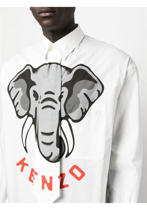 Camicia Kenzo Elephant con stampa in bianco - uomo KENZO | FD55CH4219I402