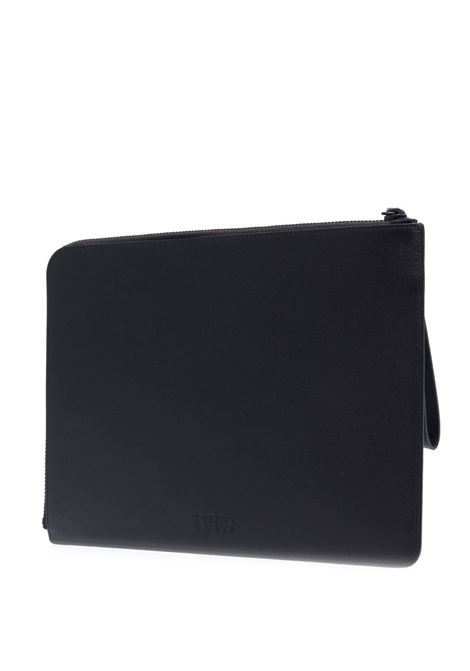 Black logo-print leather clutch bag - men KENZO | FD55PM402L4399