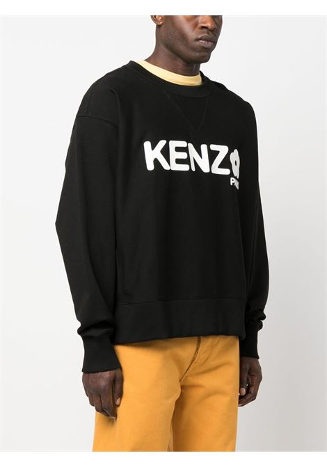 Black logo-print crew-neck sweatshirt - men KENZO | FD55SW4844MF99J