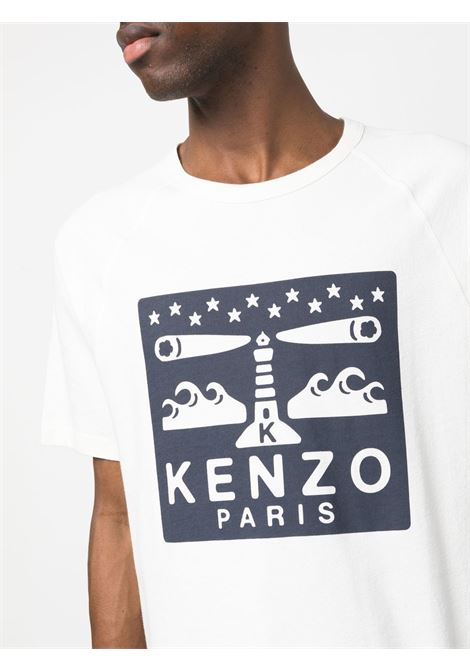 T-shirt con stampa in bianco - uomo KENZO | FD55TS4554SU02