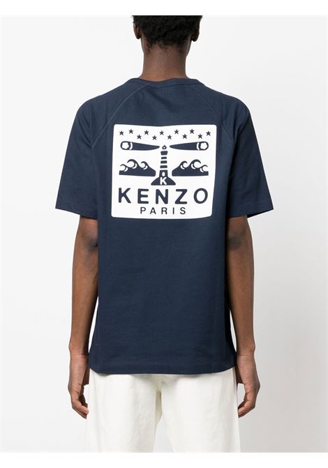 T-shirt con stampa in blu - uomo KENZO | FD55TS4554SU77