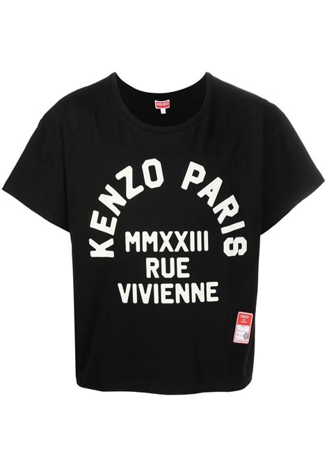T-shirt Rue Vivienne con stampa in nero - uomo KENZO | FD55TS4594SC99J