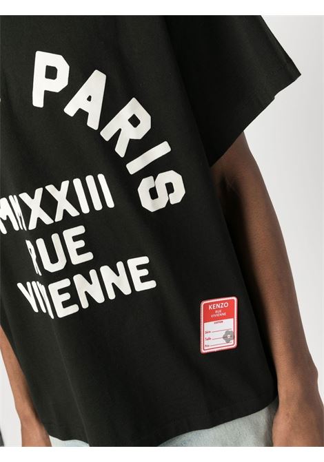 T-shirt Rue Vivienne con stampa in nero - uomo KENZO | FD55TS4594SC99J