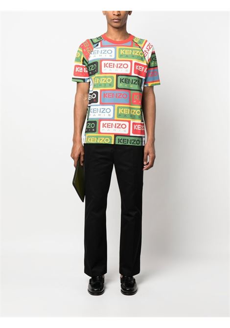 T-shirt Kenzo Labels girocollo in multicolore - uomo KENZO | FD55TS4604SNMU