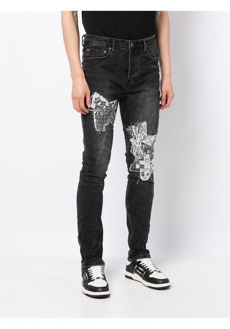 Black graphic-print skinny jeans - men KSUBI | MPS23DJ001BLK