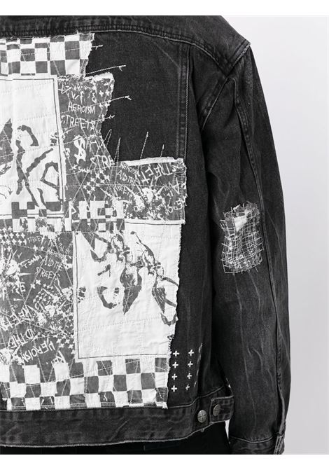 Dark grey distressed denim jacket - men KSUBI | MPS23JK002BLK
