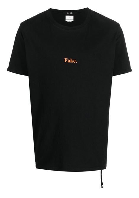Black graphic-print short-sleeve T-shirt - men KSUBI | MPS23TE023BLK