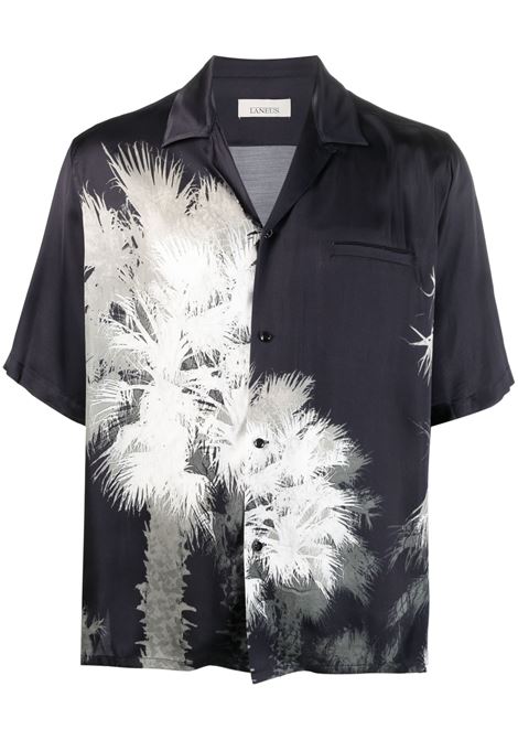 Blue palm tree-print shirt- men LANEUS | CMU382