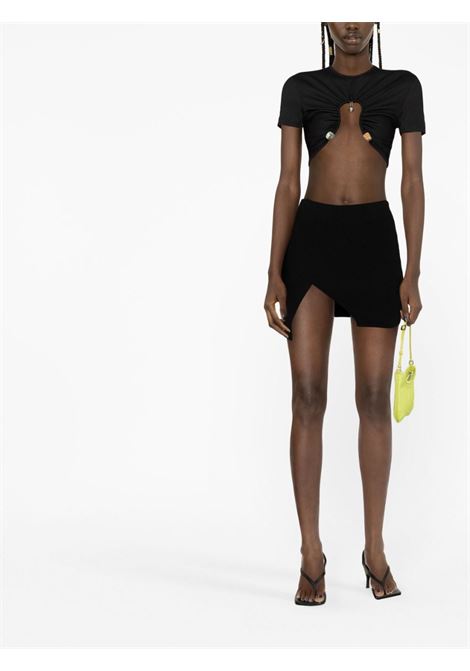 Black asymmetric ribbed-knit miniskirt - women LANEUS | GND1429NR