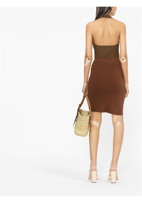 Brown high-slit knitted skirt - women LANEUS | GND1430TBCC