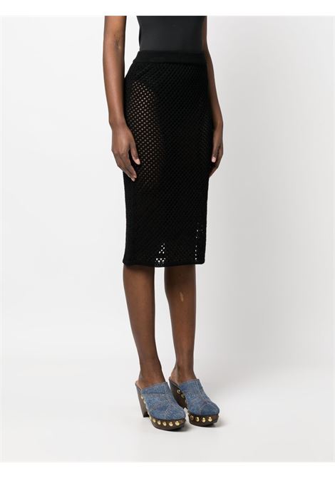 Black perforated knitted skirt - women LANEUS | GND501NR