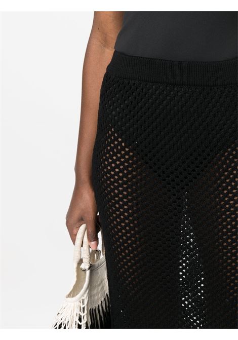 Black perforated knitted skirt - women LANEUS | GND501NR