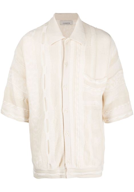 Camicia con motivo jacquard in beige - uomo LANEUS | PLU10004