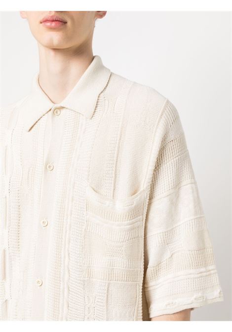 Camicia con motivo jacquard in beige - uomo LANEUS | PLU10004