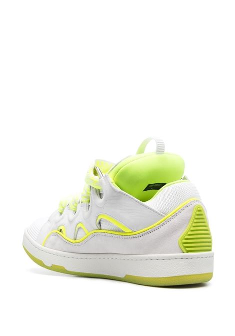 White and fluo yellow Curb low-top sneakers - men  LANVIN | FMSKRK11DRAP00F8