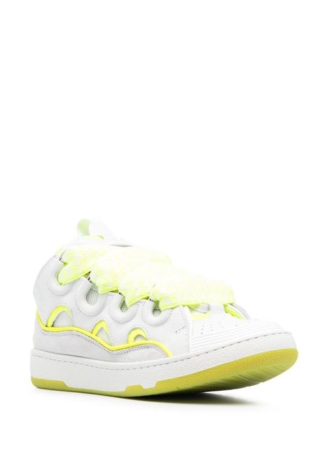 White and fluo yellow Curb low-top sneakers - women  LANVIN | FWSKDK02DRAP00F8