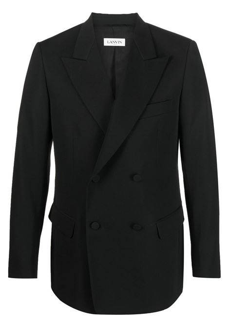 Black double-breasted wool blazer - men LANVIN | RMJA0006557610