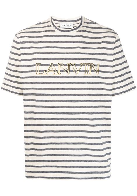 Multicolored logo-detail striped t-shirt - men LANVIN | RMTS0005J0040220