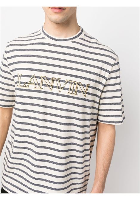 T-shirt a righe con logo multicolore - uomo LANVIN | RMTS0005J0040220